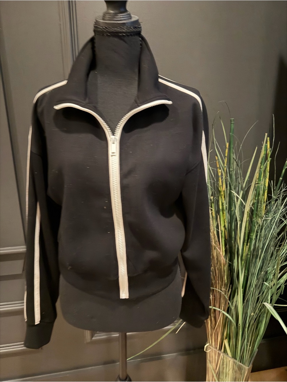 RD Style Black Bomber Jacket with White Trim